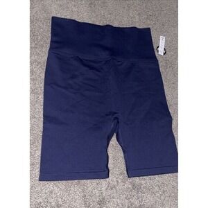 PINK Victoria's Secret Seamless Biker‎ Shorts Navy Blue High Waist Medium NWT